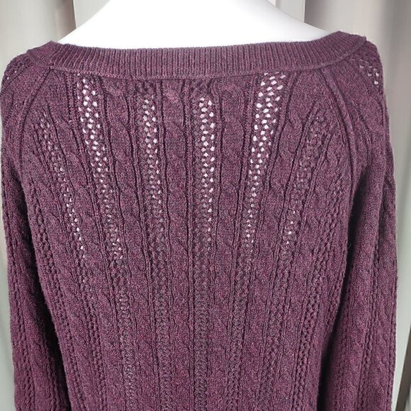 American Eagle Dark Purple Cotton Blend Knit Pullover Sweater Size SP - Picture 4 of 10